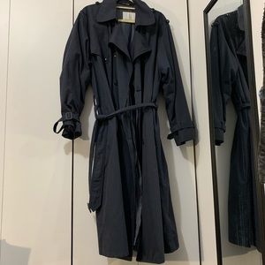 Long navy trench coat